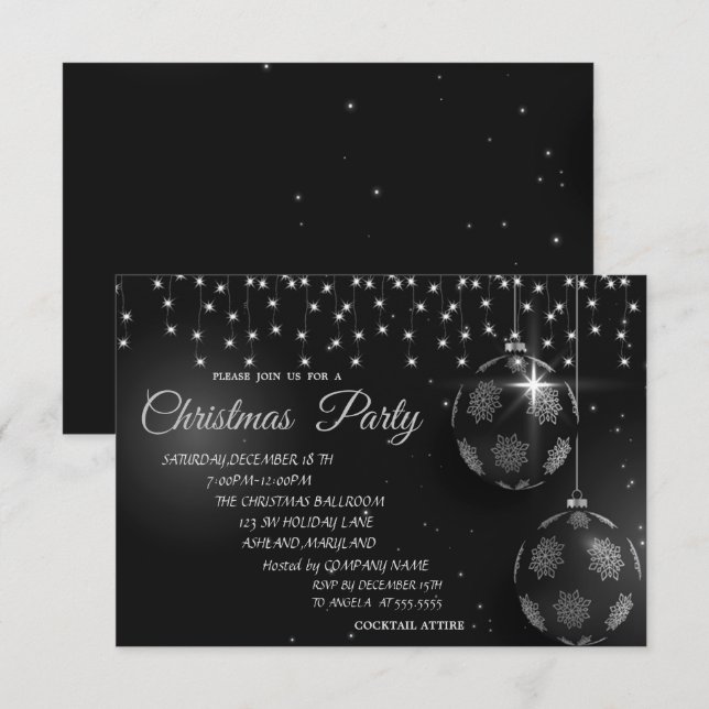 Invitation Boules de Noël, Fête de Noël de la compagnie légèr (Devant / Derrière)