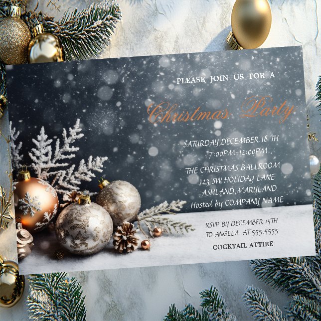 Invitation Boules de Noël Flèches de neige, Compagnie de neig (Créateur téléchargé)