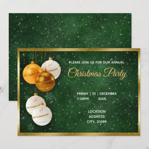 Invitation Boules De Noël Gold Et Whiite