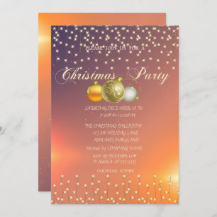 Invitation Boules de Noël, Lumières Entreprise Fête de Noël