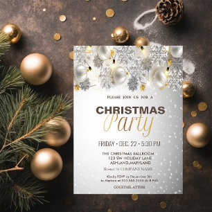 Invitation Boules de Noël, Lumières Fête de Noël d'entreprise