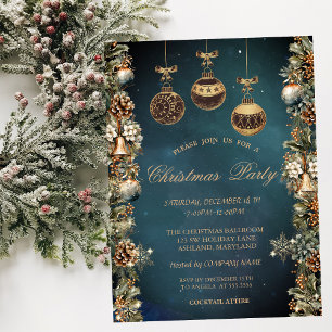 Invitation Boules de Noël vintage, entreprise de cloches et d