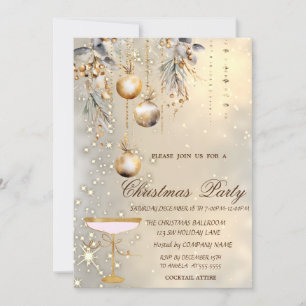 Invitation Boules de Noël Vintage Verre Doré Fête