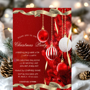 Invitation Boules de sapin de Noël rouges Fête de Noël d'entr