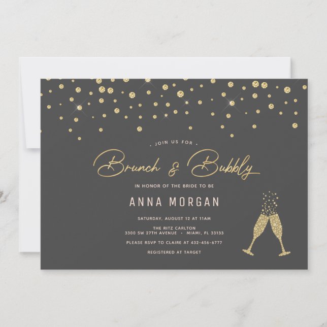 Invitation Boules d'or Brunch & Bubbly (Devant)