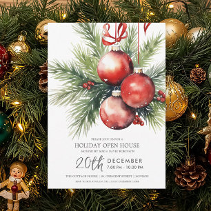 Invitation Boules peintes de la maison ouverte pour les fêtes