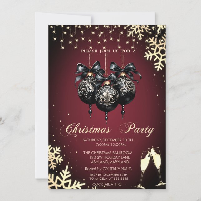 Invitation Boules, Snowflakes, Glaces, Compagnie Rouge Noël (Devant)