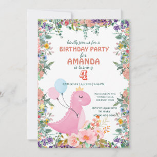 Invitation Boulon de dinosaure mignon anniversaire de enfant