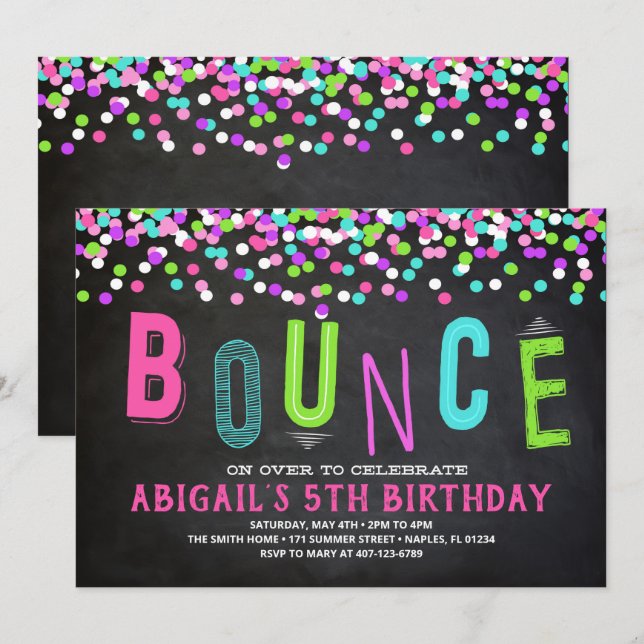 Invitation Bounce House, Bounce House Party (Devant / Derrière)