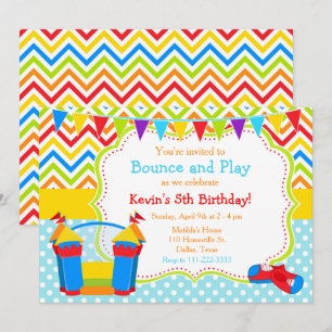 Invitation Bounce House Bouncy Castle Anniversaire bleu
