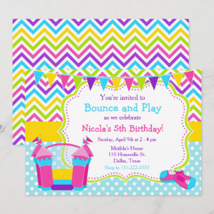 Invitation Bounce House Bouncy Castle Anniversaire rose