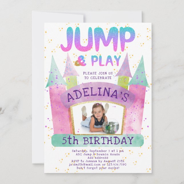 Invitation Bounce House Jump Jouer Gymnastique Anniversaire d (Devant)