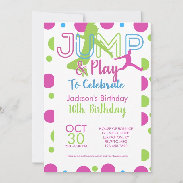 Invitation Bounce House Jump Party Trampoline Park Anniversai (Devant)