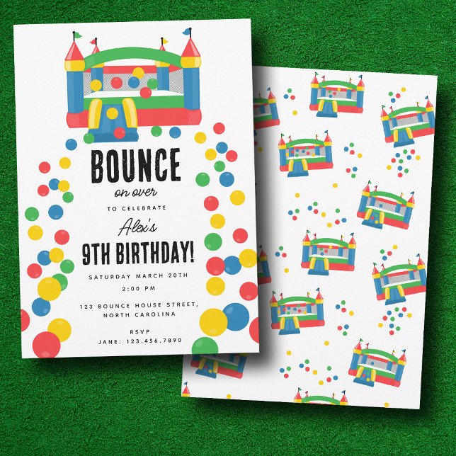 Invitation Bounce House Jumping Castle Anniversaire de enfant (Bounce House Jumping Castle Kids Birthday Party Invitation)