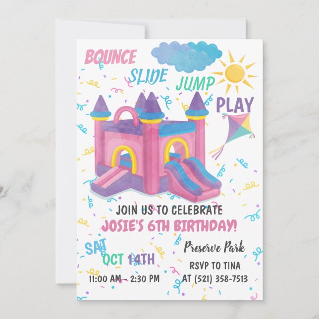 Invitation Bounce House rose (Devant)