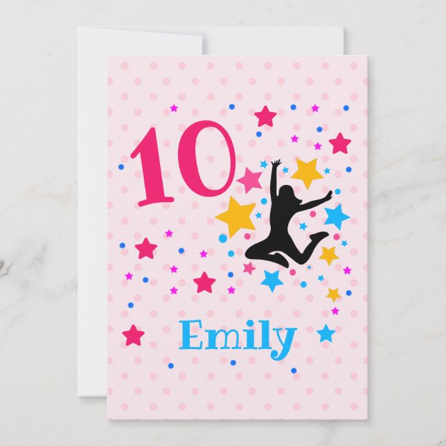 Invitation Bounce Jump Trampoline Anniversaire Fille Party   (Devant)