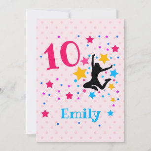 Invitation Bounce Jump Trampoline Anniversaire Fille Party