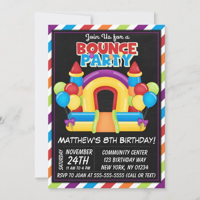 Invitation Bounce Party Enfants Bounce Anniversair (Devant)