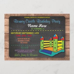 Invitation Bouncy Castle Party Jump Anniversaire de enfant In