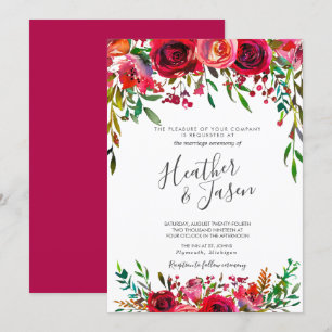 Invitation Bountiful Rose Ruby Red Mariage