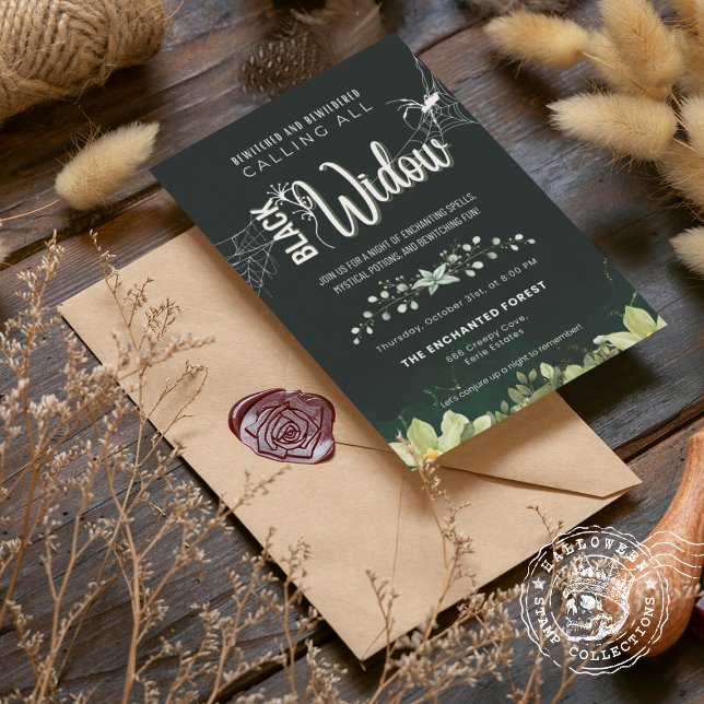 Invitation Bouquet blanc et blanc blanc (Black Widow Bewitched and Bewildered bouquet Invitation cover from The Beekeeper Store)