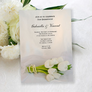 Invitation Bouquet blanc Tulip Spring fiançailles