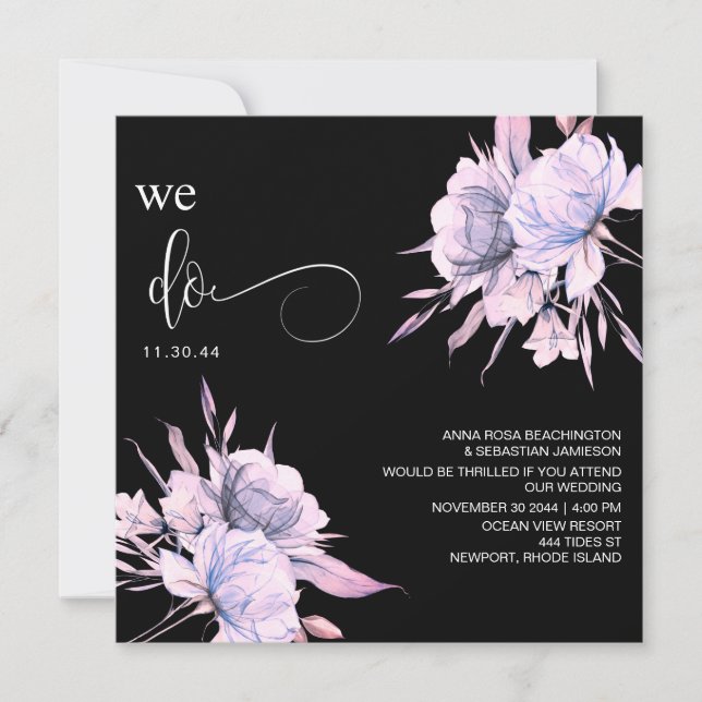 Invitation *~* Bouquet Blush AR15 Rose Floral QR MARIAGE RSVP (Devant)