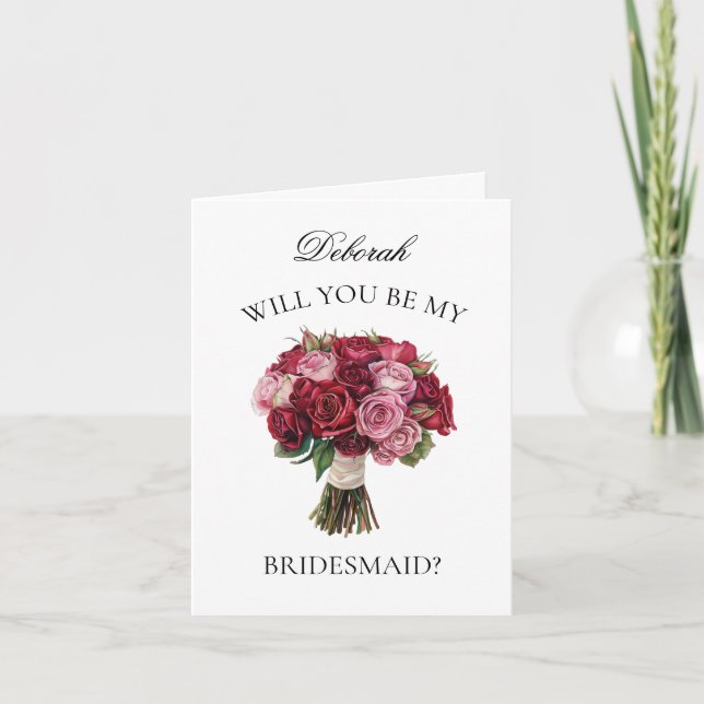 Invitation Bouquet Bouquet de Roses rouges et roses Propositi (Devant)