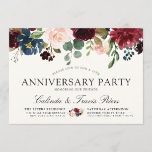 Invitation Bouquet Bourgogne Anniversaire