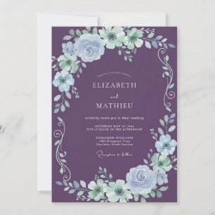 Invitation Bouquet d'améthyste Mariage Eucalyptus