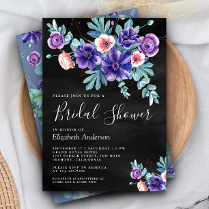 Invitation Bouquet d'anémones violettes rustiques Fête des ma