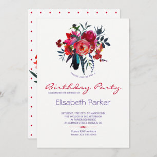 Invitation Bouquet d'anniversaire floral chic