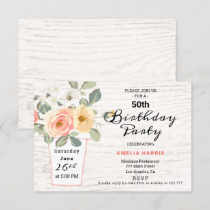 Invitation Bouquet dans un Vase Anniversaire