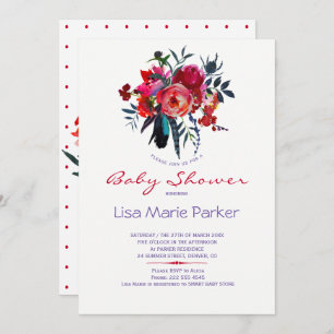 Invitation Bouquet d'aquarelle botanique baby shower invitati