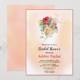 Invitation Bouquet d'aquarelle Fête des mariées fleurie rose