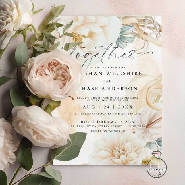 Invitation Bouquet d'aquarelle Pastel Creamy Goldenrod (Créateur téléchargé)