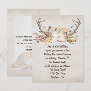 Invitation bouquet d'automne et bois de cerf renouveau