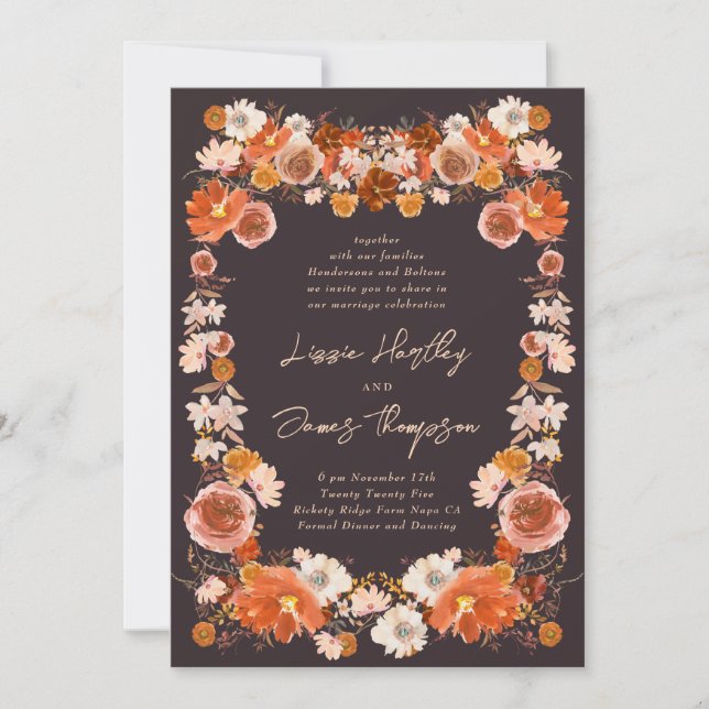 Invitation Bouquet d'automne Mariage de minuit (Devant)
