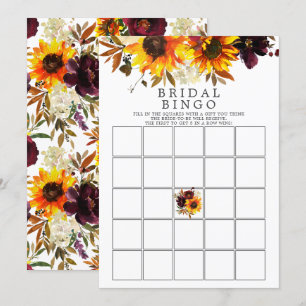 Invitation Bouquet d'automne tournesol Floral Bingo Jeu