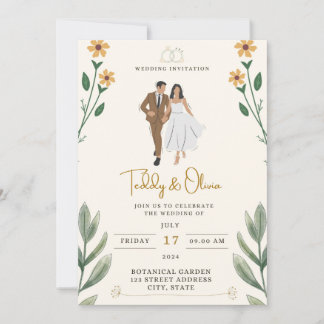 Invitation Bouquet de bordure jaune tropical