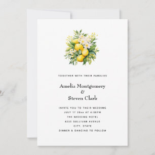 Invitation Bouquet de citrons avec mariage de fleurs blanches