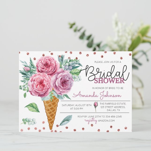 Invitation Bouquet de crème glacée fleurie Douche nuptiale In (Debout devant)