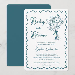 Invitation Bouquet de fleurs à la main fantaisie Baby en fleu