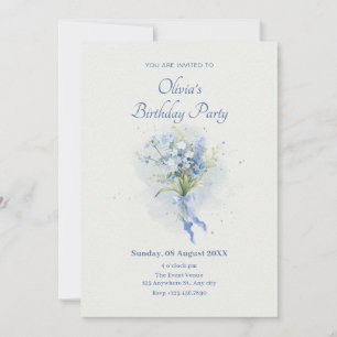 Invitation Bouquet de fleurs bleues