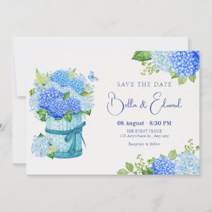 Invitation Bouquet de fleurs bleues mariage