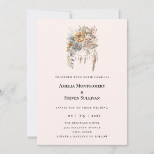 Invitation Bouquet de fleurs Boho en Mariage couleur neutre