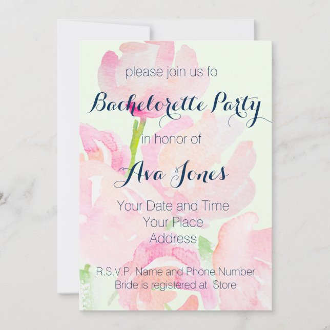 Invitation Bouquet de fleurs d'aquarelle (Devant)