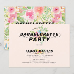 Invitation Bouquet de fleurs d'aquarelle et typographie moder