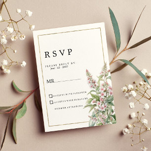 Invitation Bouquet de fleurs de menthe rose botanique RSVP