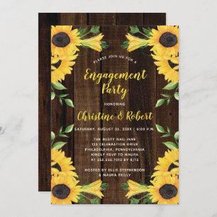 Invitation Bouquet de fleurs de tournesol Wood Engagement P